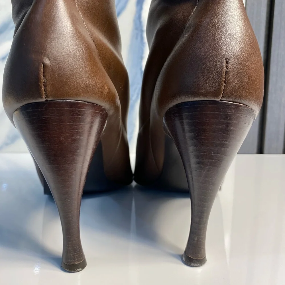 Gianni Fermani Elegant Brown Leather Ankle Boots Made in Brazil Size 9.5 - Picture 6 of 11
